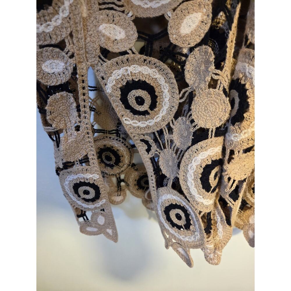 Boston Proper Crochet Long Maxi Tank Dress Size Small Tan Black Lined Pullover - Picture 7 of 12